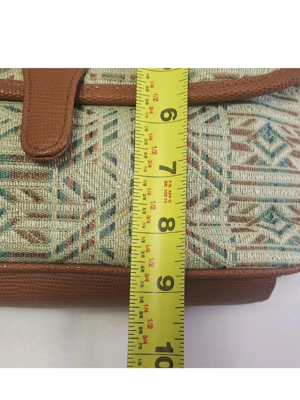 VTG 90s BG Street Aztec Tapestry Carpet Crossbody Bag 10x9x4 Bon Marche Hippie - Picture 9 of 16
